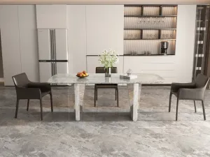 LivinHill Jídelní stůl Modig 200 cm stříbrný/mramor