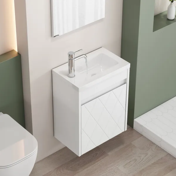 Závesná skrinka s umývadlom Houseland Mavon 40 cm biela