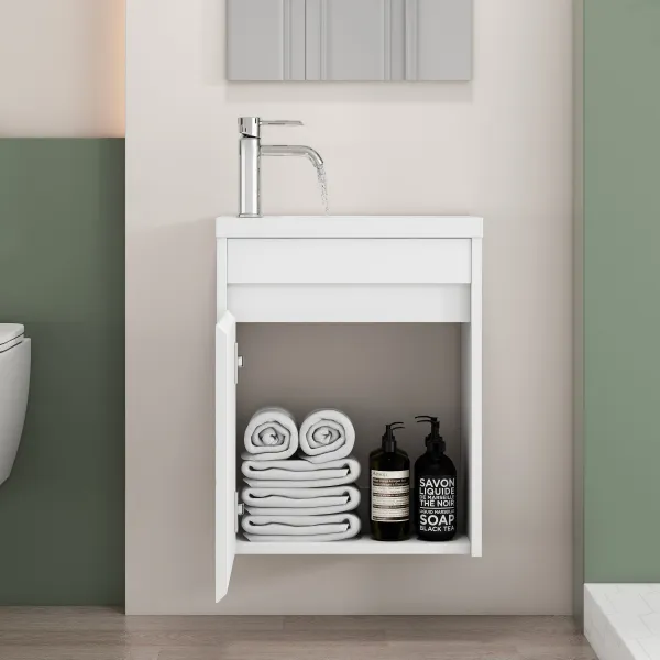 Závesná skrinka s umývadlom Houseland Mavon 40 cm biela