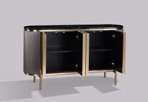 LivinHill Komoda Stilig ST384 160 cm černý mramor/grafit/zlatá
