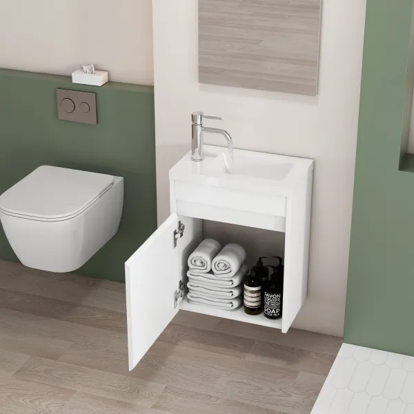 Závesná skrinka s umývadlom Houseland Mavon 40 cm biela