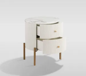 LivinHill Noční stolek Stilig 50 cm bílý mramor/zlatý