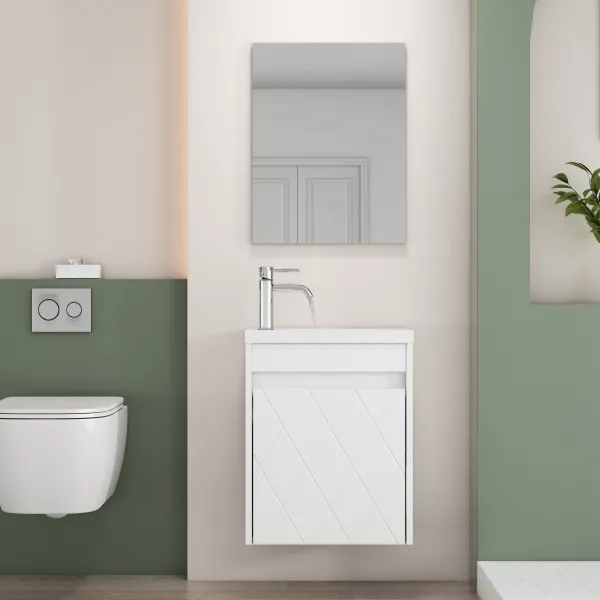 Závesná skrinka s umývadlom Houseland Mavon 40 cm biela