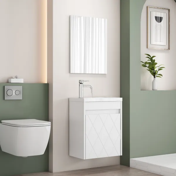 Závesná skrinka s umývadlom Houseland Mavon 40 cm biela