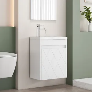 Závesná skrinka s umývadlom Houseland Mavon 40 cm biela