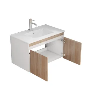 Závesná skrinka pod umývadlo Houseland Morvia 80 cm dub/biela