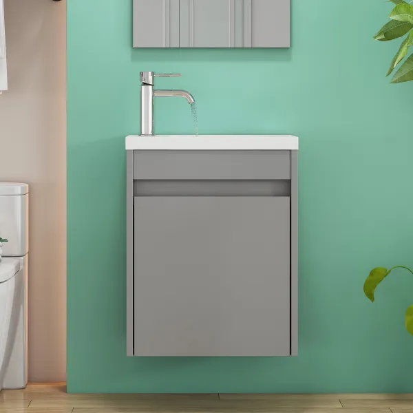 Závesná skrinka s umývadlom Houseland Zendi 40 cm sivá