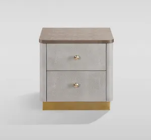 LivinHill Noční stolek Stilig ST891 55 cm ekokůže béžovošedý/zlatý