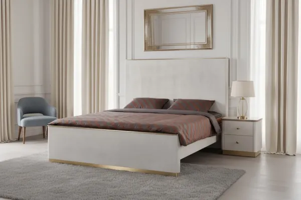 LivinHill Noční stolek Stilig ST891 55 cm ekokůže béžovošedý/zlatý