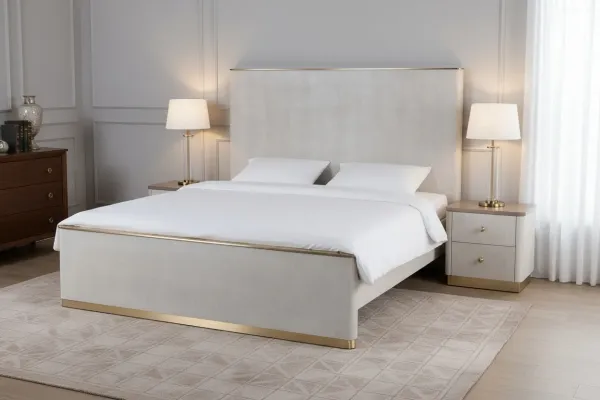 LivinHill Noční stolek Stilig ST891 55 cm ekokůže béžovošedý/zlatý