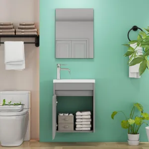 Závesná skrinka s umývadlom Houseland Zendi 40 cm sivá