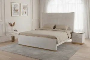 LivinHill Noční stolek Stilig ST891 55 cm ekokůže béžovošedý/zlatý