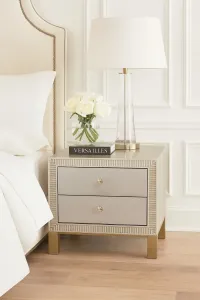 LivinHill Noční stolek Stilig ST901 55 cm ekokůže zlatý/šampaňský
