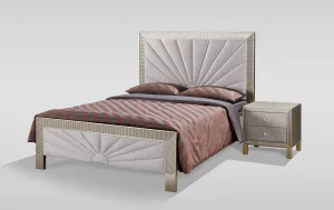 LivinHill Noční stolek Stilig ST901 55 cm ekokůže zlatý/šampaňský
