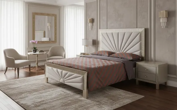 LivinHill Noční stolek Stilig ST901 55 cm ekokůže zlatý/šampaňský