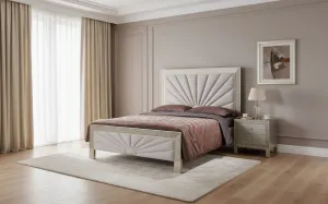 LivinHill Noční stolek Stilig ST901 55 cm ekokůže zlatý/šampaňský