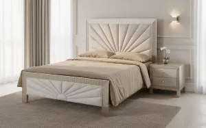 LivinHill Noční stolek Stilig ST901 55 cm ekokůže zlatý/šampaňský