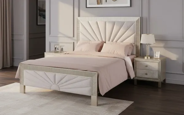 LivinHill Noční stolek Stilig ST901 55 cm ekokůže zlatý/šampaňský