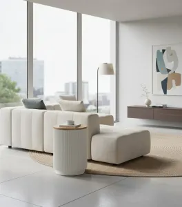 LivinHill Odkládací stolek Stilig ST581 40 cm z masivu ecru/jilm