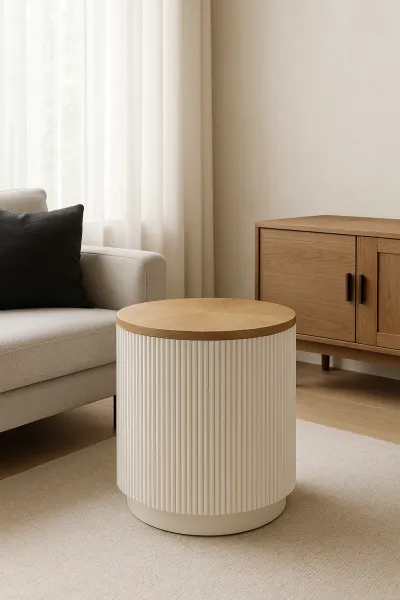 LivinHill Odkládací stolek Stilig ST581 40 cm z masivu ecru/jilm