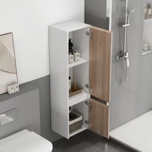Vysoká závesná kúpeľňová skrinka Houseland Nivra dub/biela