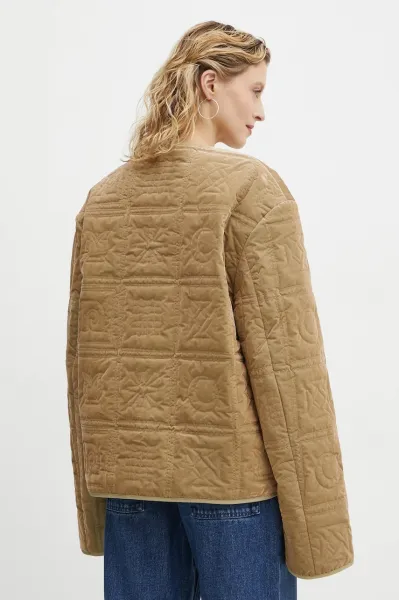 Zamatová bunda Nanushka ADARA zelená farba, prechodná, oversize, NU24FWJK03166
