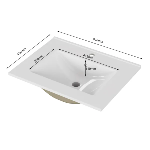 Zápustné umývadlo Houseland Luxo 60 cm biele