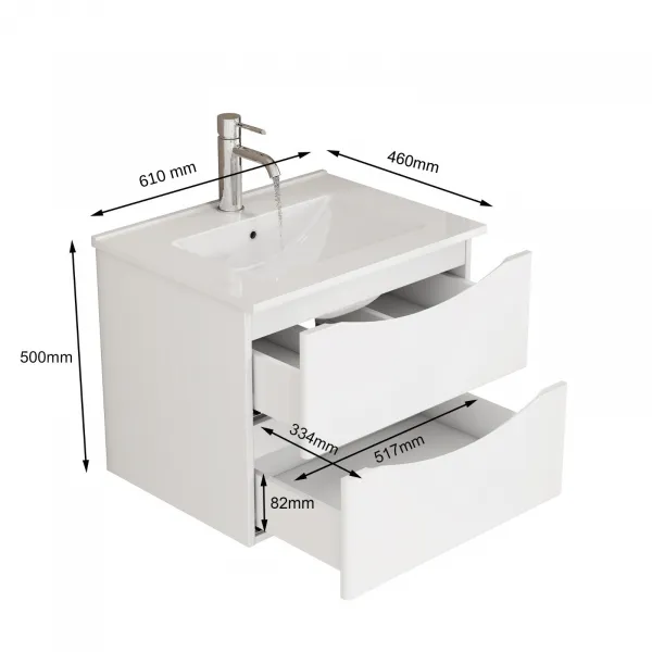 Závesná skrinka pod umývadlo Houseland Bravio 60 cm biela