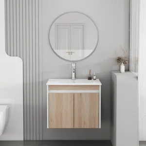 Závesná skrinka pod umývadlo Houseland Morvia 60 cm dub/biela