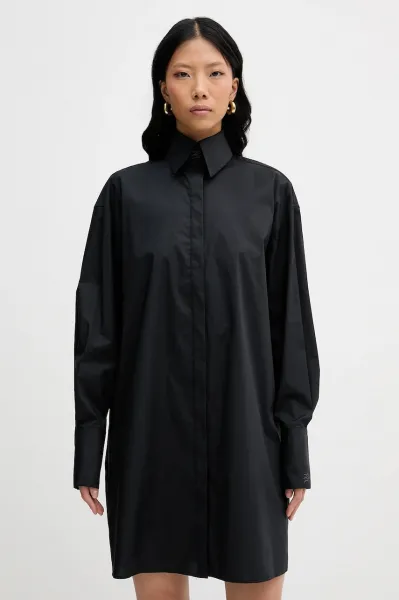 Šaty Karl Lagerfeld Pleated Fashion Shirt Dress Black