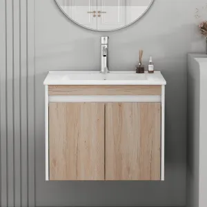 Závesná skrinka pod umývadlo Houseland Morvia 60 cm dub/biela