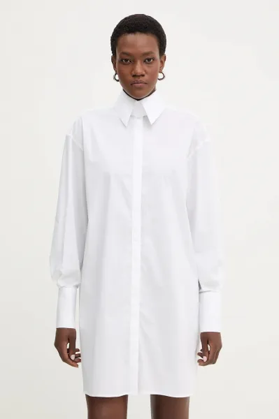 Šaty Karl Lagerfeld Pleated Fashion Shirt Dress White
