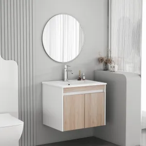 Závesná skrinka pod umývadlo Houseland Morvia 60 cm dub/biela