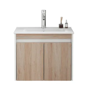 Závesná skrinka pod umývadlo Houseland Morvia 60 cm dub/biela