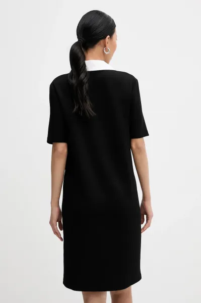 Šaty Karl Lagerfeld Signature Collar T-Shirt Dress Black
