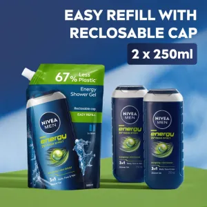 NIVEA MEN Energy sprchový gél pre mužov náhradná náplň 500 ml