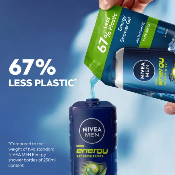 NIVEA MEN Energy sprchový gél pre mužov náhradná náplň 500 ml