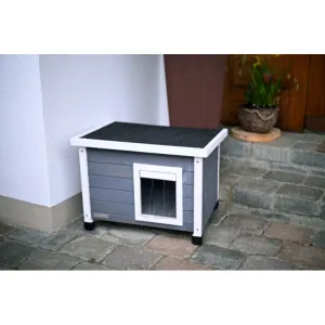 Agrofortel Búda mačacia, domček RUSTICA sivá/biela, 57 x 45 x 43 cm