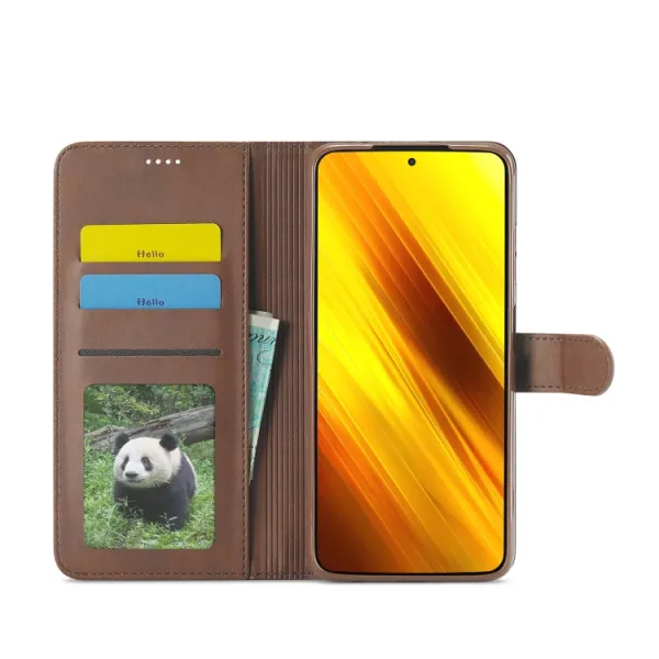 IMEEKE Peňaženkový kryt Xiaomi Poco X3 NFC / X3 Pro tmavohnedý