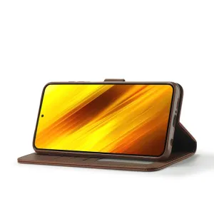 IMEEKE Peňaženkový kryt Xiaomi Poco X3 NFC / X3 Pro tmavohnedý