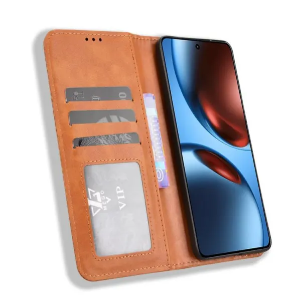 BUSINESS Peňaženkový kryt pre Realme GT 7 5G / Realme GT 7T 5G hnedý