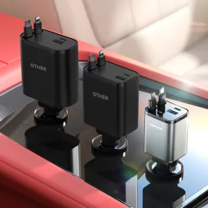 JOYROOM JR-CCL05 30W 4in1 Nabíjačka do auta so zabudovanými káblami USB-C / Lightning tmavošedá