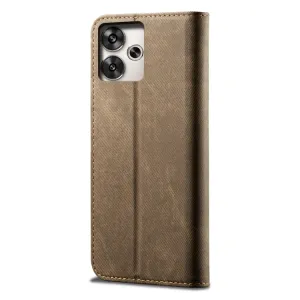 DENIM Peňaženkový kryt pre Xiaomi Redmi 13 šedohnedý