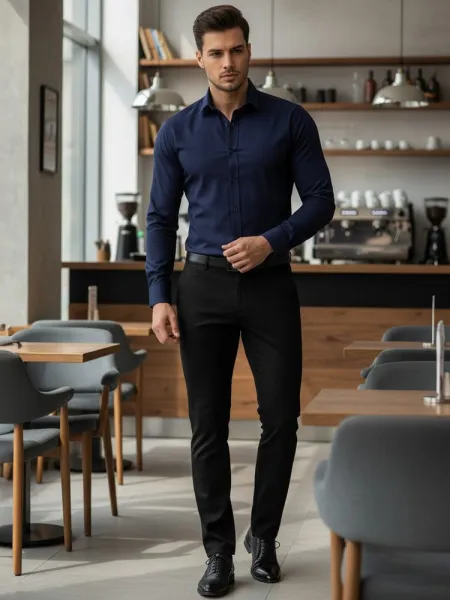 Elegantná pánska košeľa tmavomodrá