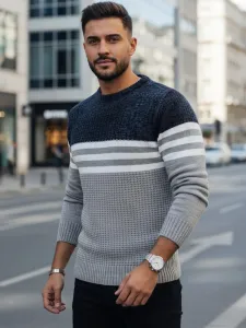 Pánsky sveter s pásmi sivý