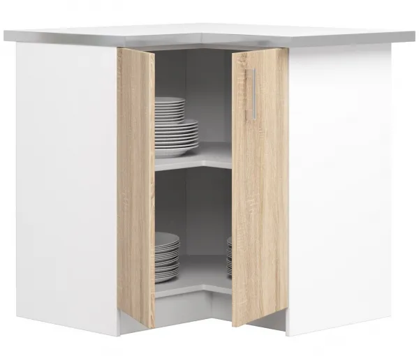 Ak furniture Kuchynská rohová skrinka Artus S90/90N s pultom Lima biela/dub sonoma