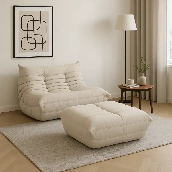 LivinHill Taburet Nua 86 cm samet světle béžový