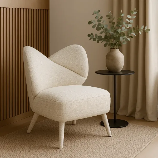 LivinHill Designové křeslo Leith lounge bouclé béžové