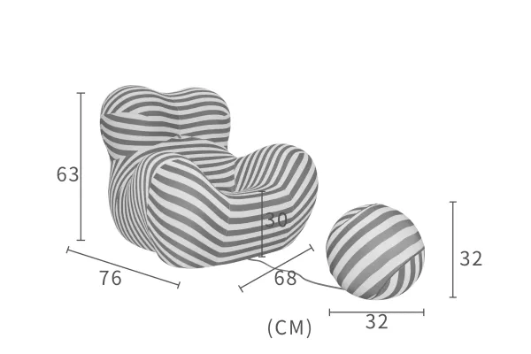LivinHill Designové křeslo Nua s podnožkou bílé/černé