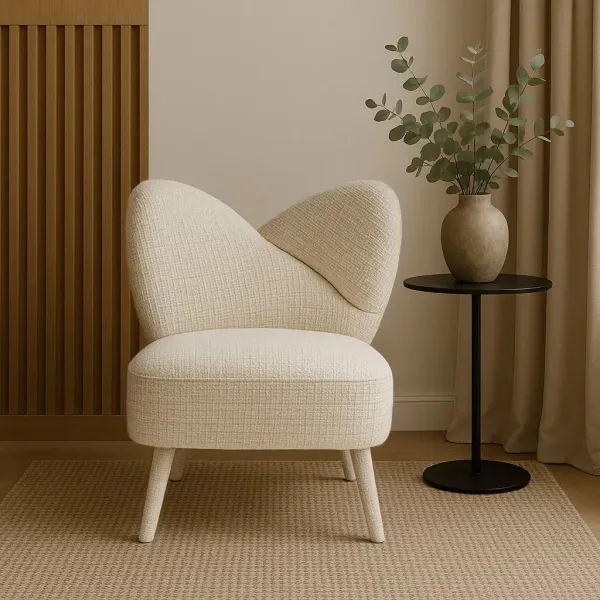 LivinHill Designové křeslo Leith lounge bouclé béžové